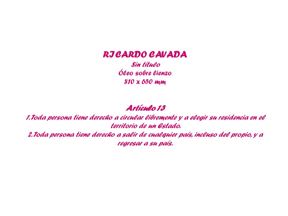 RICARDO CAVADA Artículo 13 Sin título Óleo sobre lienzo 810 x 650 mm