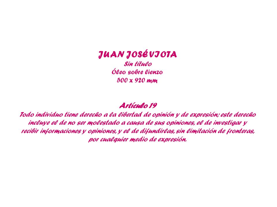 JUAN JOSÉ VIOTA Artículo 19 Sin título Óleo sobre lienzo 500 x 920 mm