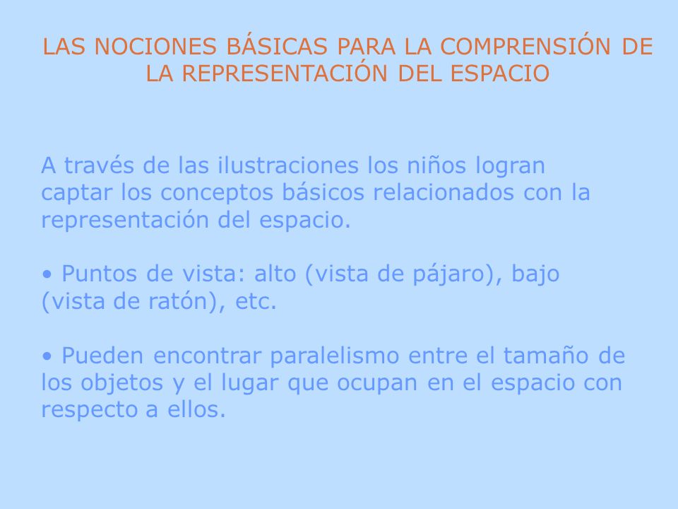 LAS NOCIONES BÁSICAS PARA LA COMPRENSIÓN DE LA REPRESENTACIÓN DEL ESPACIO