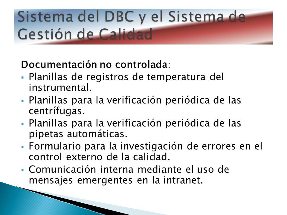 Sistema del DBC y el Sistema de Gestión de Calidad