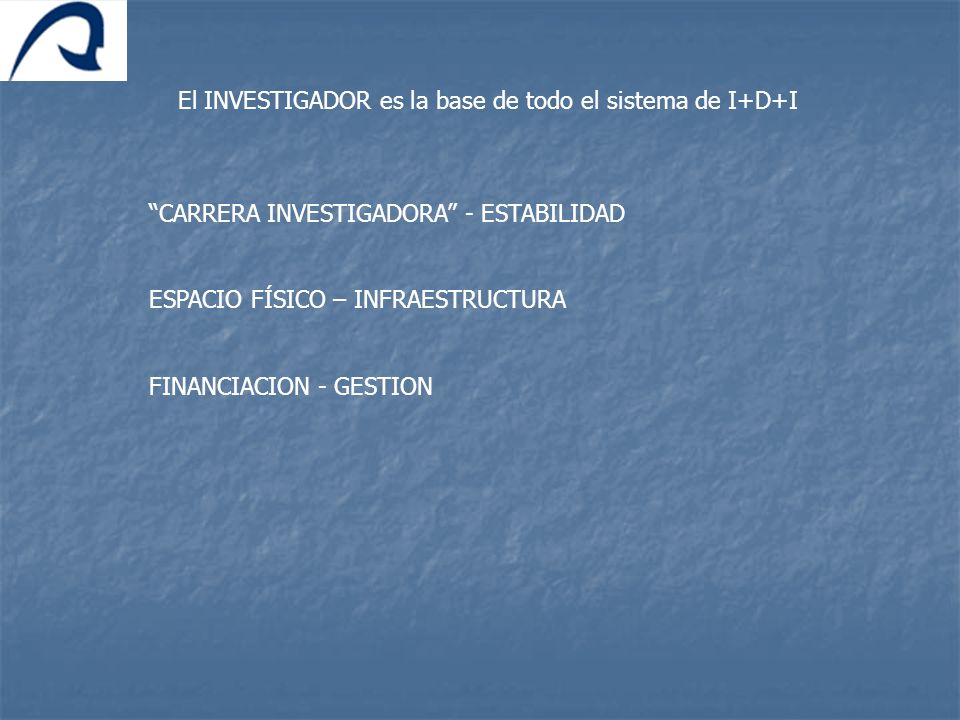 El INVESTIGADOR es la base de todo el sistema de I+D+I