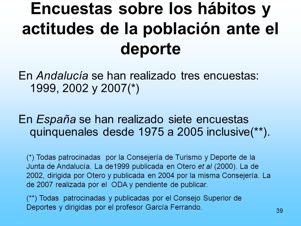 Encuestas sobre los hábitos y actitudes de la población ante el deporte