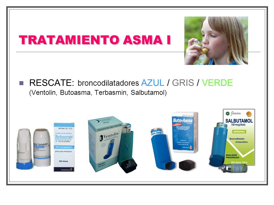 TRATAMIENTO ASMA I RESCATE: broncodilatadores AZUL / GRIS / VERDE (Ventolin, Butoasma, Terbasmin, Salbutamol)