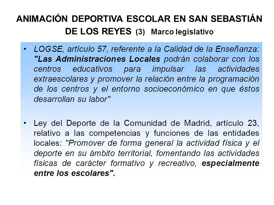 ANIMACIÓN DEPORTIVA ESCOLAR EN SAN SEBASTIÁN DE LOS REYES (3) Marco legislativo