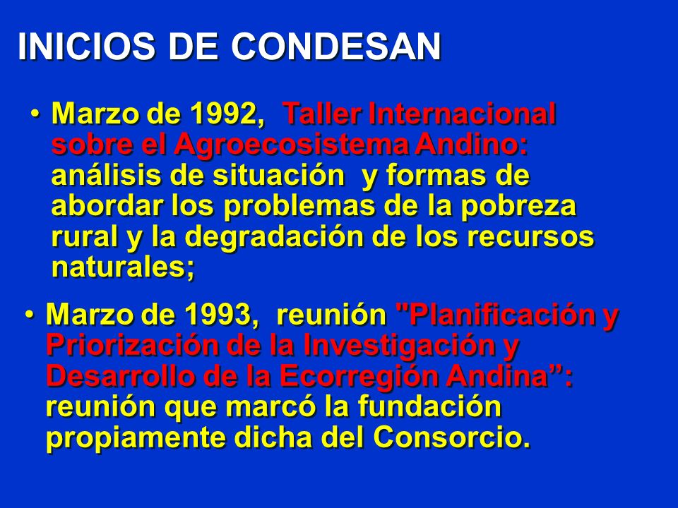 INICIOS DE CONDESAN