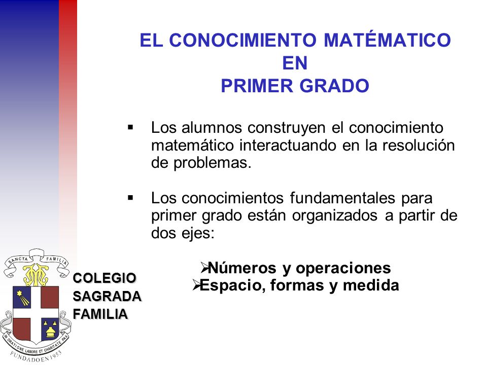 EL CONOCIMIENTO MATÉMATICO EN PRIMER GRADO Espacio, formas y medida