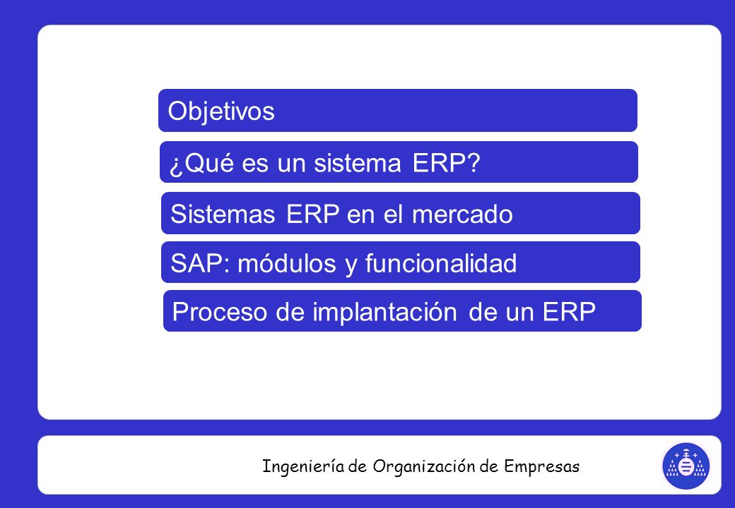 Objetivos ¿Qué es un sistema ERP. Sistemas ERP en el mercado.