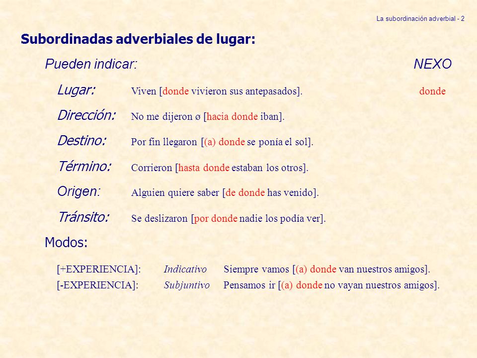 La subordinación adverbial - 2