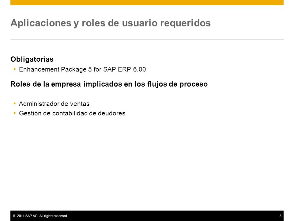 Aplicaciones y roles de usuario requeridos