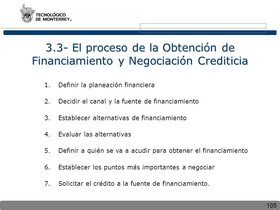 3.3- El proceso de la Obtención de Financiamiento y Negociación Crediticia
