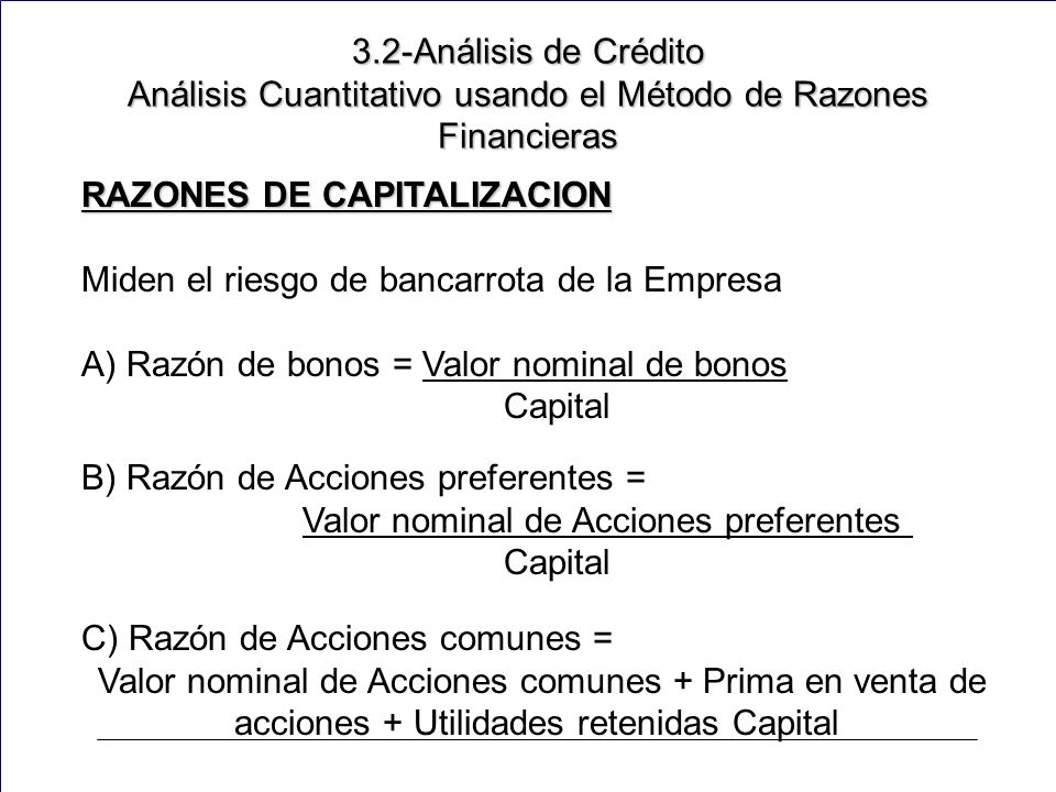 3.2-Análisis de Crédito Análisis Cuantitativo usando el Método de Razones Financieras