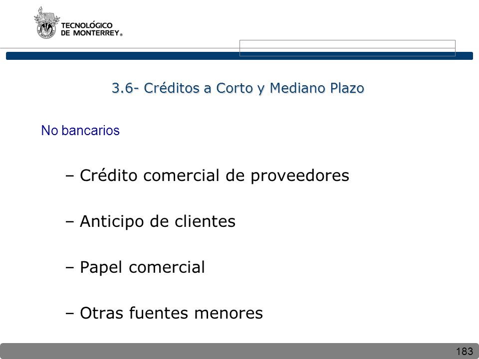 3.6- Créditos a Corto y Mediano Plazo