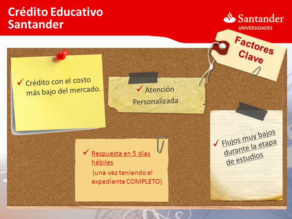 Crédito Educativo Santander Factores Clave