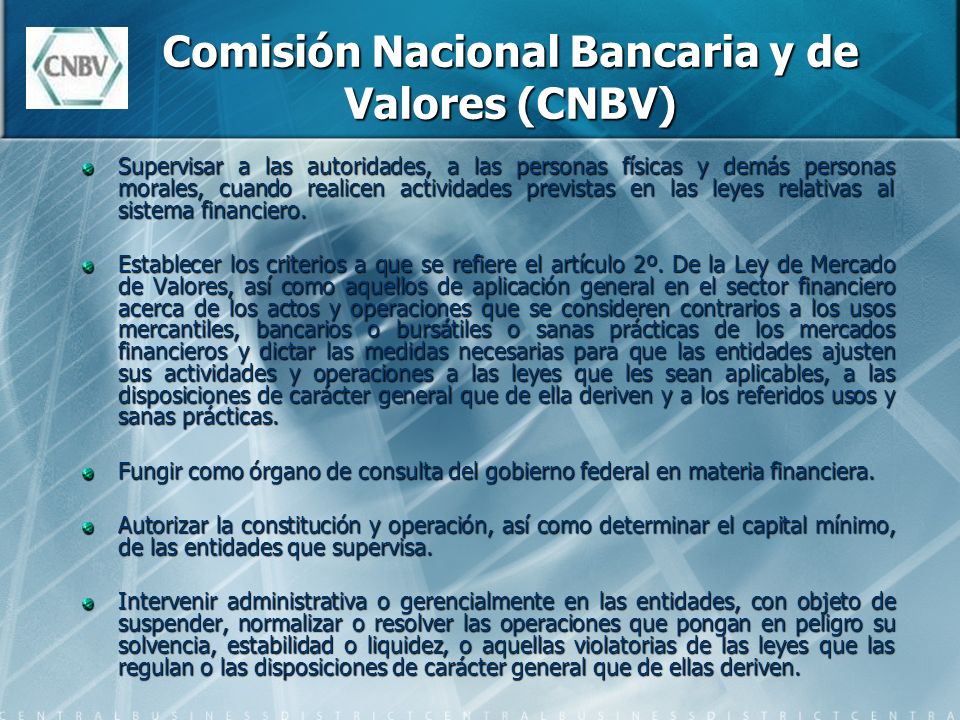 Comisión Nacional Bancaria y de Valores (CNBV)