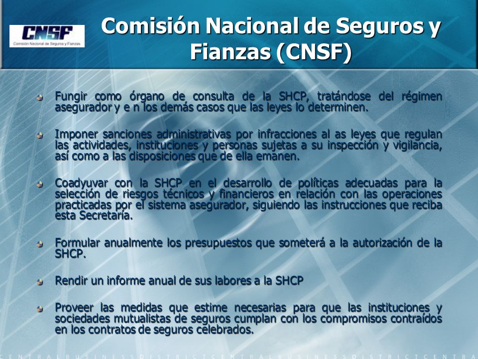 Comisión Nacional de Seguros y Fianzas (CNSF)