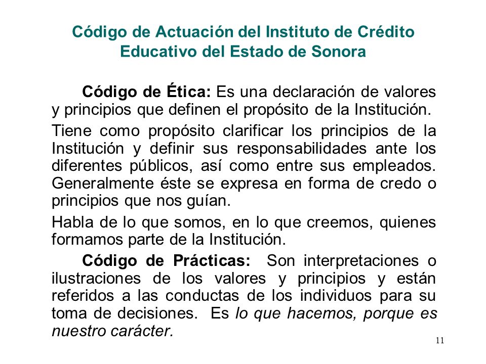 Código de Actuación del Instituto de Crédito Educativo del Estado de Sonora