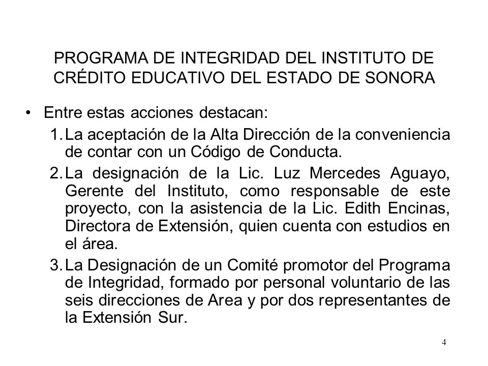 PROGRAMA DE INTEGRIDAD DEL INSTITUTO DE CRÉDITO EDUCATIVO DEL ESTADO DE SONORA