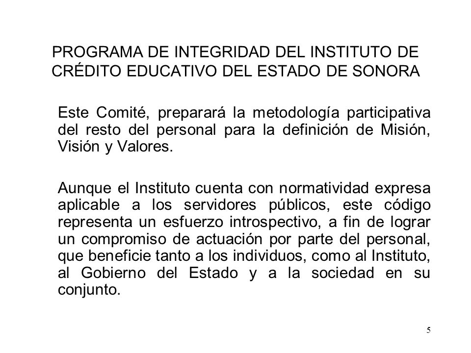 PROGRAMA DE INTEGRIDAD DEL INSTITUTO DE CRÉDITO EDUCATIVO DEL ESTADO DE SONORA