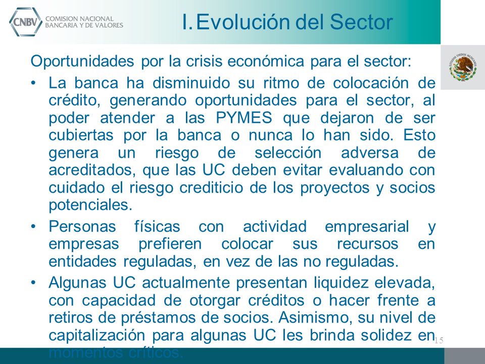 Evolución del Sector Oportunidades por la crisis económica para el sector: