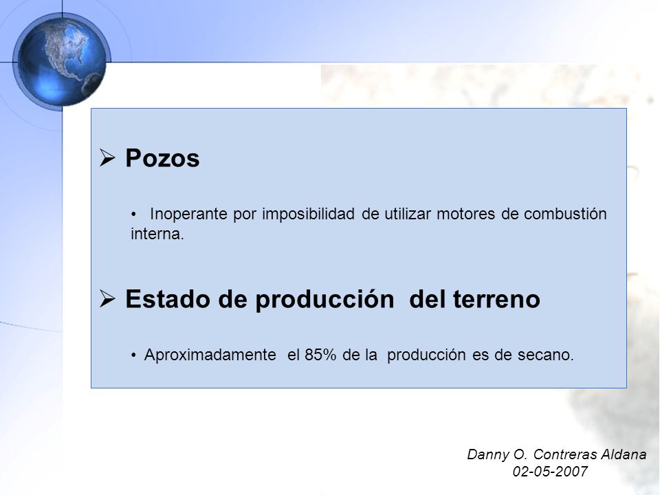 Estado de producción del terreno