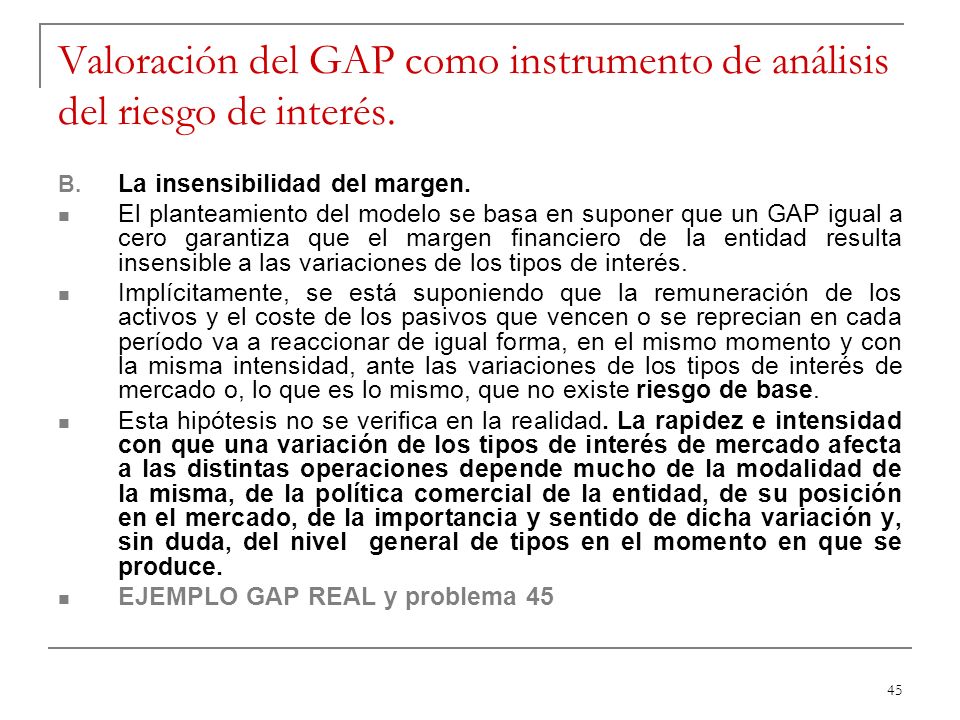 Valoración del GAP como instrumento de análisis del riesgo de interés.