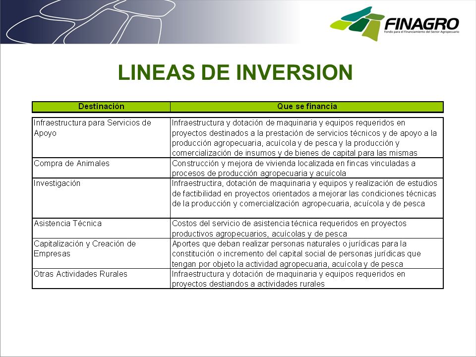 LINEAS DE INVERSION