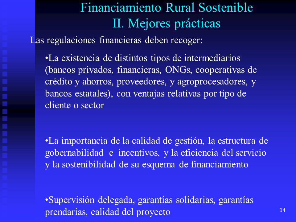 Financiamiento Rural Sostenible II. Mejores prácticas