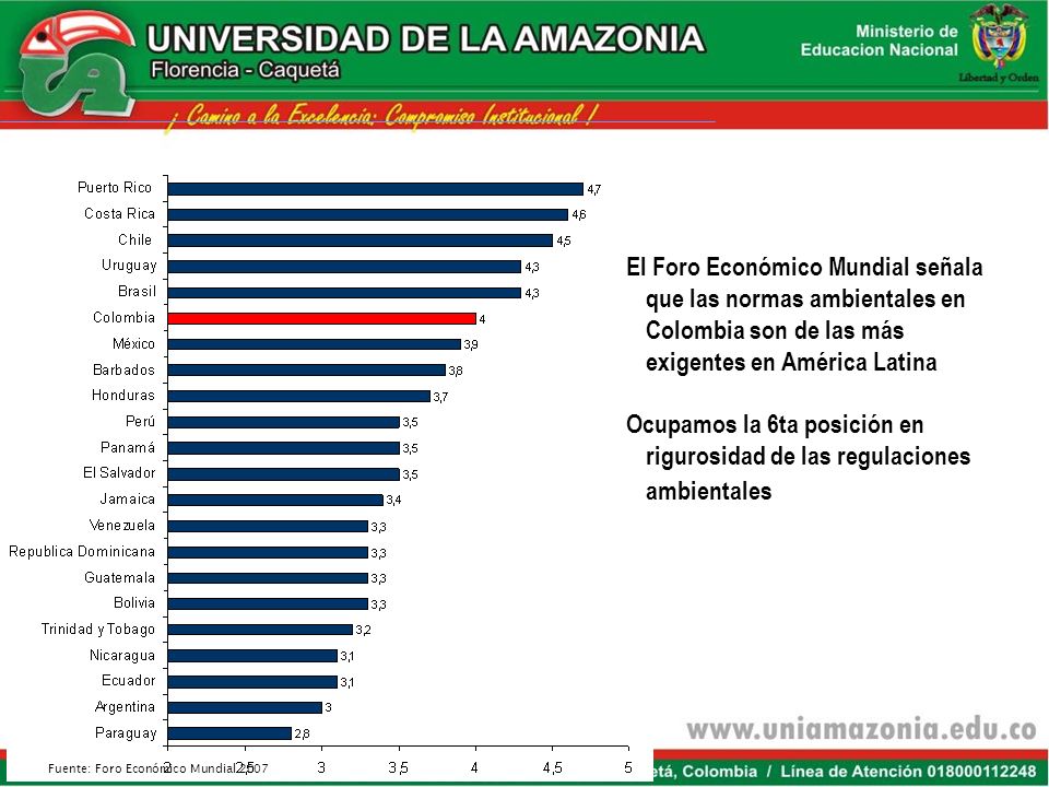 El Foro Económico Mundial señala que las normas ambientales en Colombia son de las más exigentes en América Latina