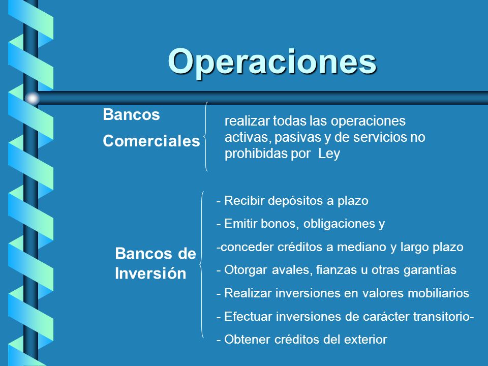 Operaciones Bancos Comerciales Bancos de Inversión