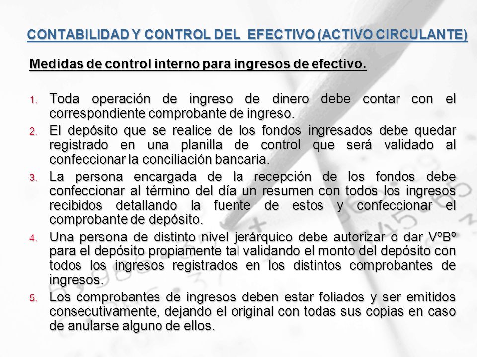 CONTABILIDAD Y CONTROL DEL EFECTIVO (ACTIVO CIRCULANTE)