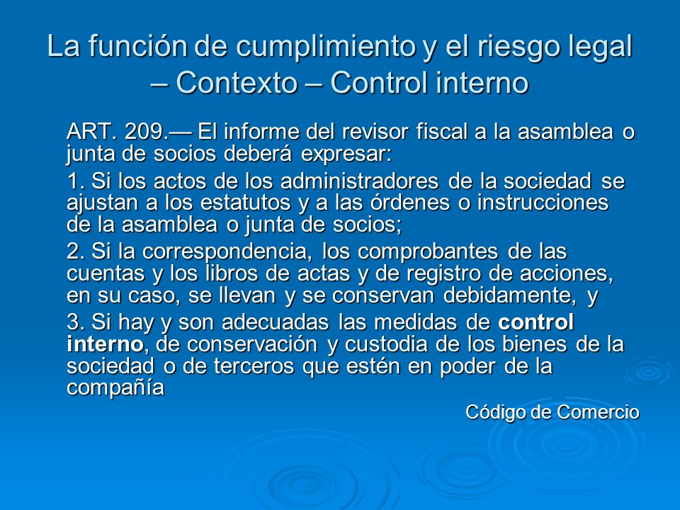 La función de cumplimiento y el riesgo legal – Contexto – Control interno