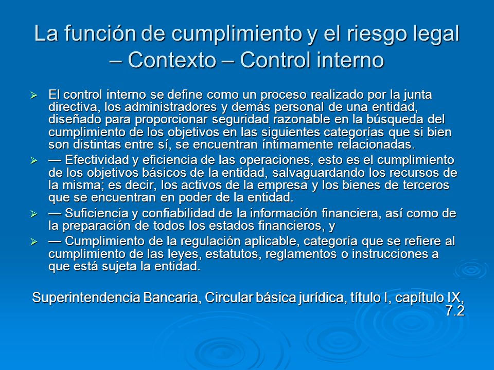 La función de cumplimiento y el riesgo legal – Contexto – Control interno