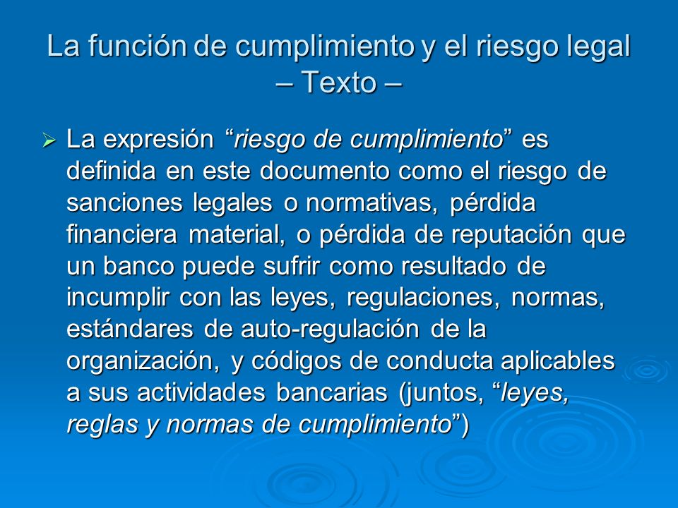 La función de cumplimiento y el riesgo legal – Texto –