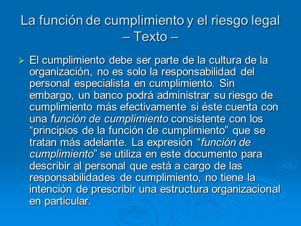 La función de cumplimiento y el riesgo legal – Texto –