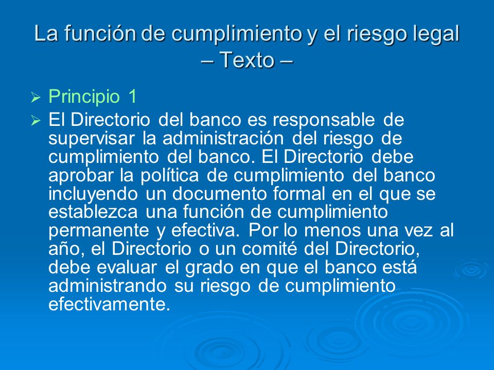 La función de cumplimiento y el riesgo legal – Texto –