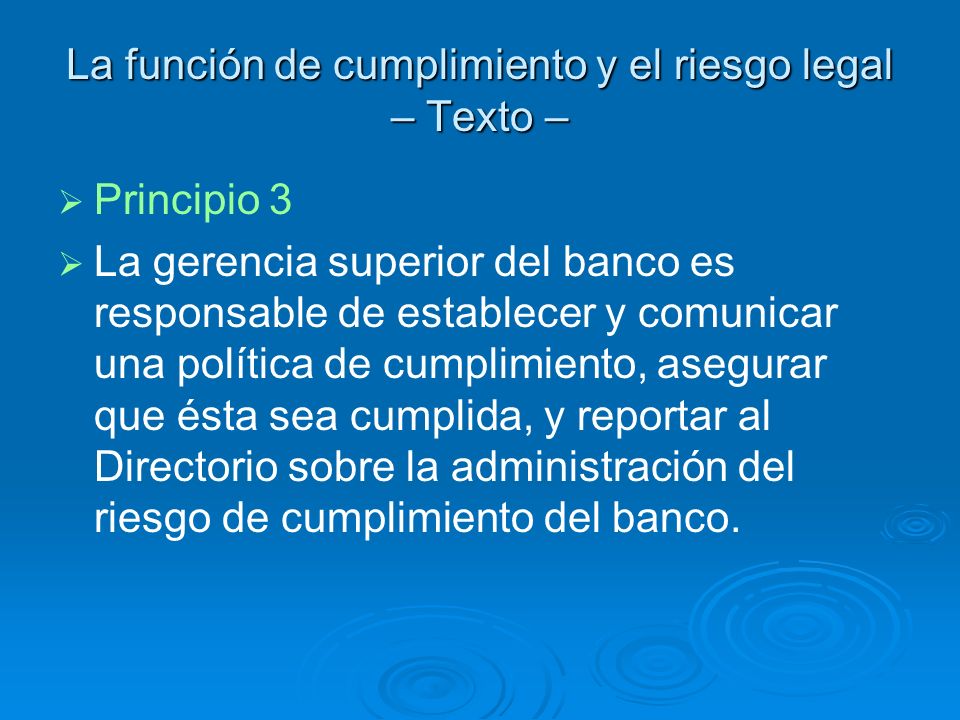 La función de cumplimiento y el riesgo legal – Texto –