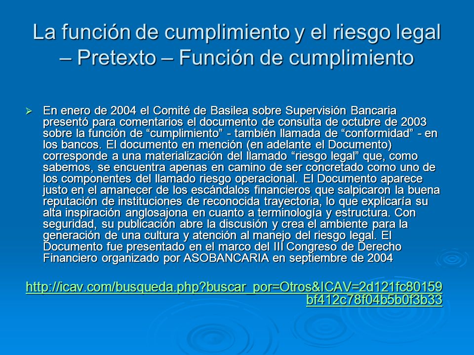 La función de cumplimiento y el riesgo legal – Pretexto – Función de cumplimiento