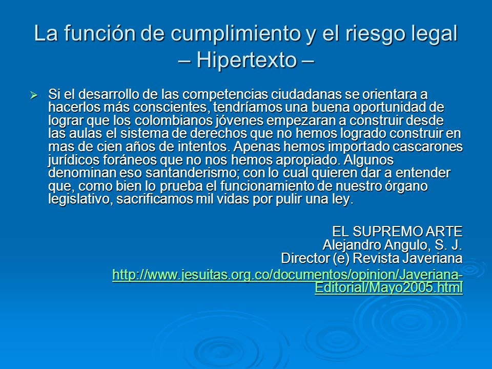 La función de cumplimiento y el riesgo legal – Hipertexto –