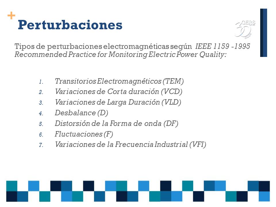 Perturbaciones Tipos de perturbaciones electromagnéticas según IEEE Recommended Practice for Monitoring Electric Power Quality: