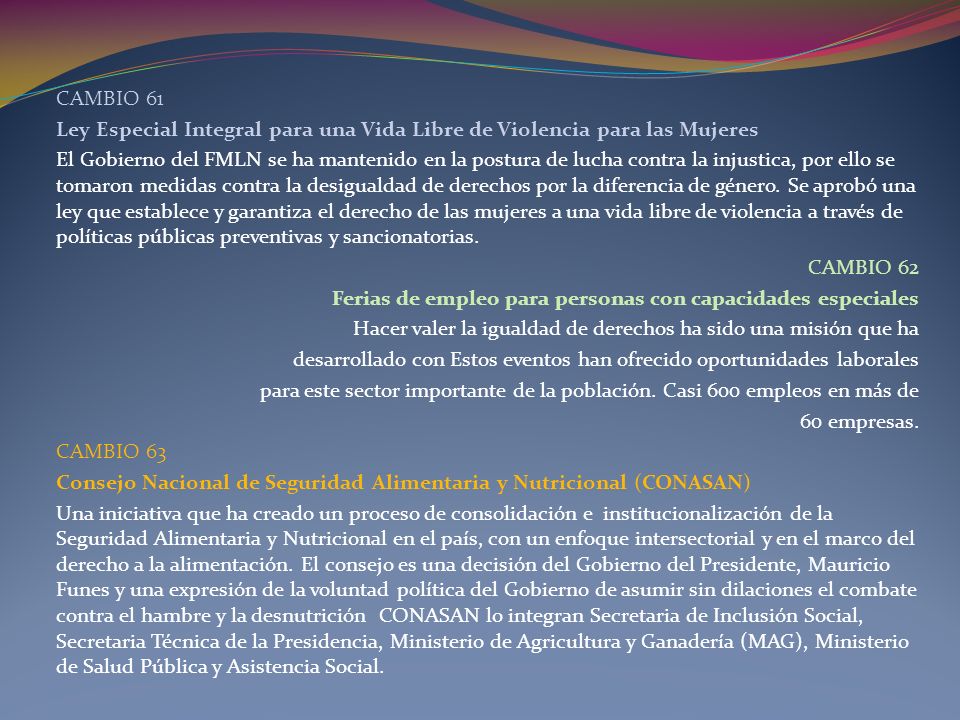 CAMBIO 61 Ley Especial Integral para una Vida Libre de Violencia para las Mujeres.