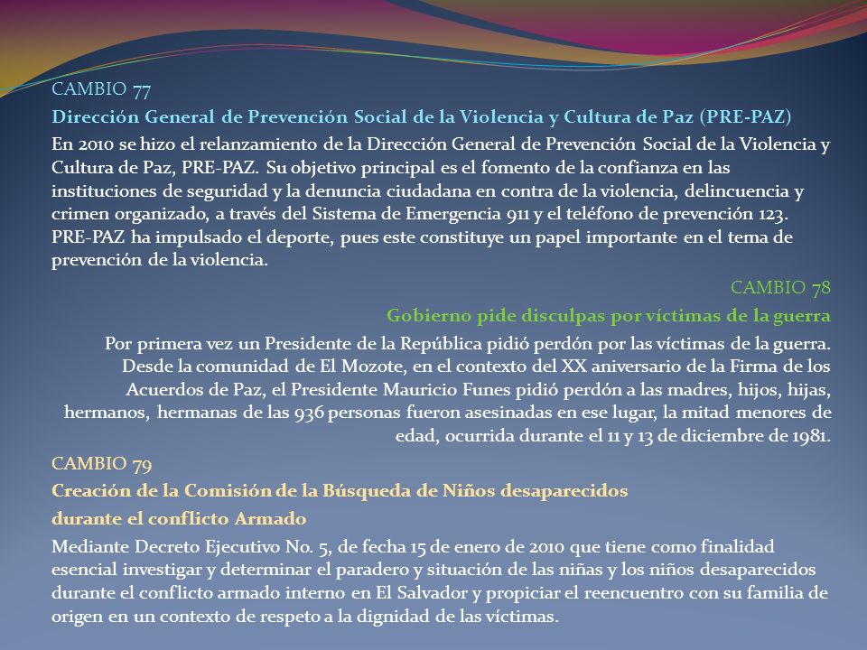 CAMBIO 77 Dirección General de Prevención Social de la Violencia y Cultura de Paz (PRE-PAZ)