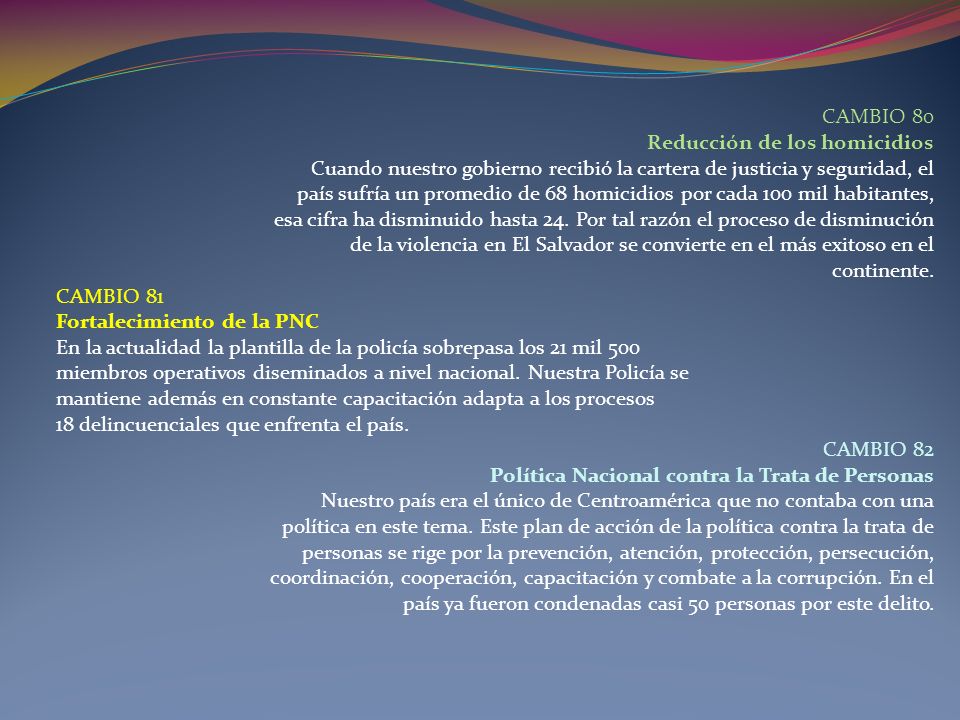 CAMBIO 80 Reducción de los homicidios. Cuando nuestro gobierno recibió la cartera de justicia y seguridad, el.