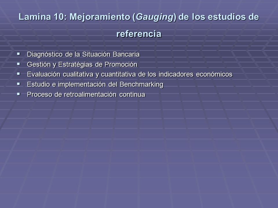 Lamina 10: Mejoramiento (Gauging) de los estudios de referencia