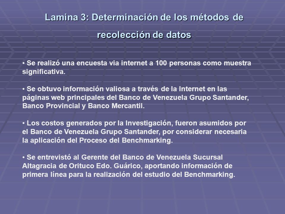 Lamina 3: Determinación de los métodos de recolección de datos