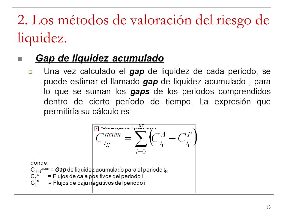 2. Los métodos de valoración del riesgo de liquidez.