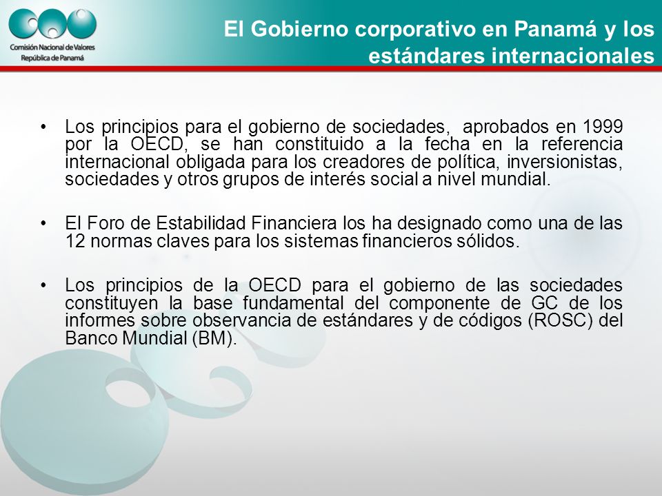 El Gobierno corporativo en Panamá y los estándares internacionales