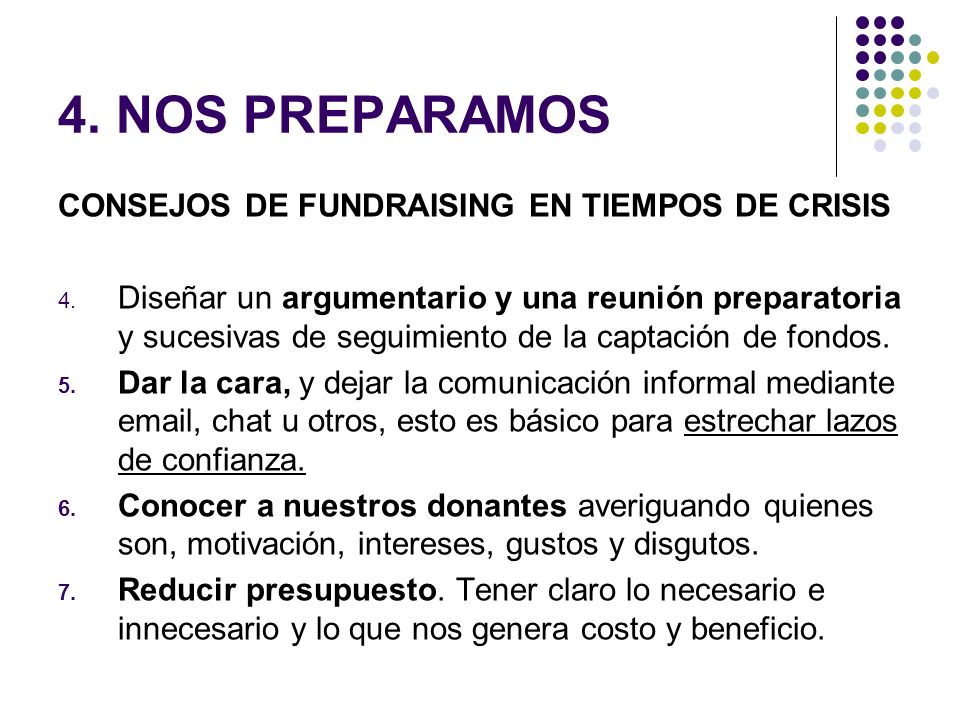 4. NOS PREPARAMOS CONSEJOS DE FUNDRAISING EN TIEMPOS DE CRISIS