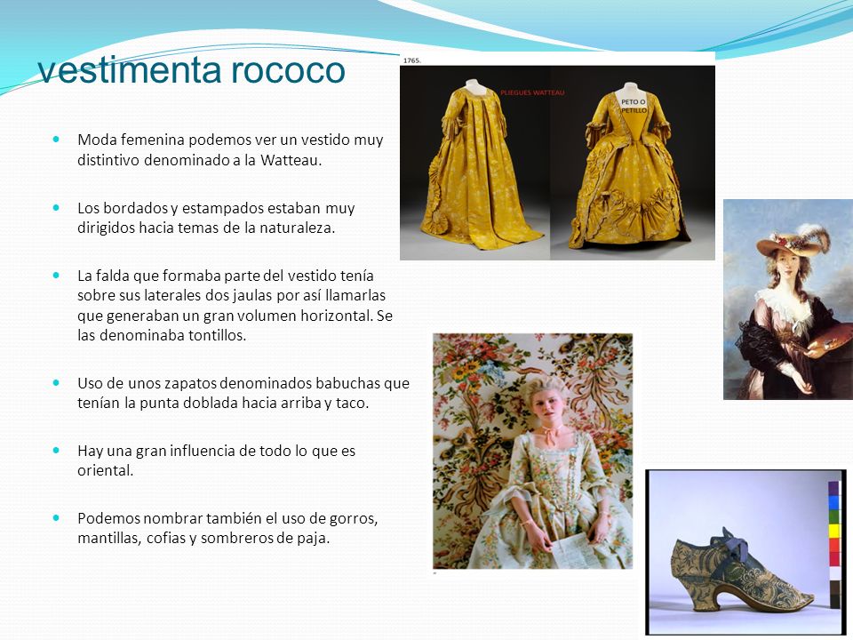 vestimenta rococo Moda femenina podemos ver un vestido muy distintivo denominado a la Watteau.