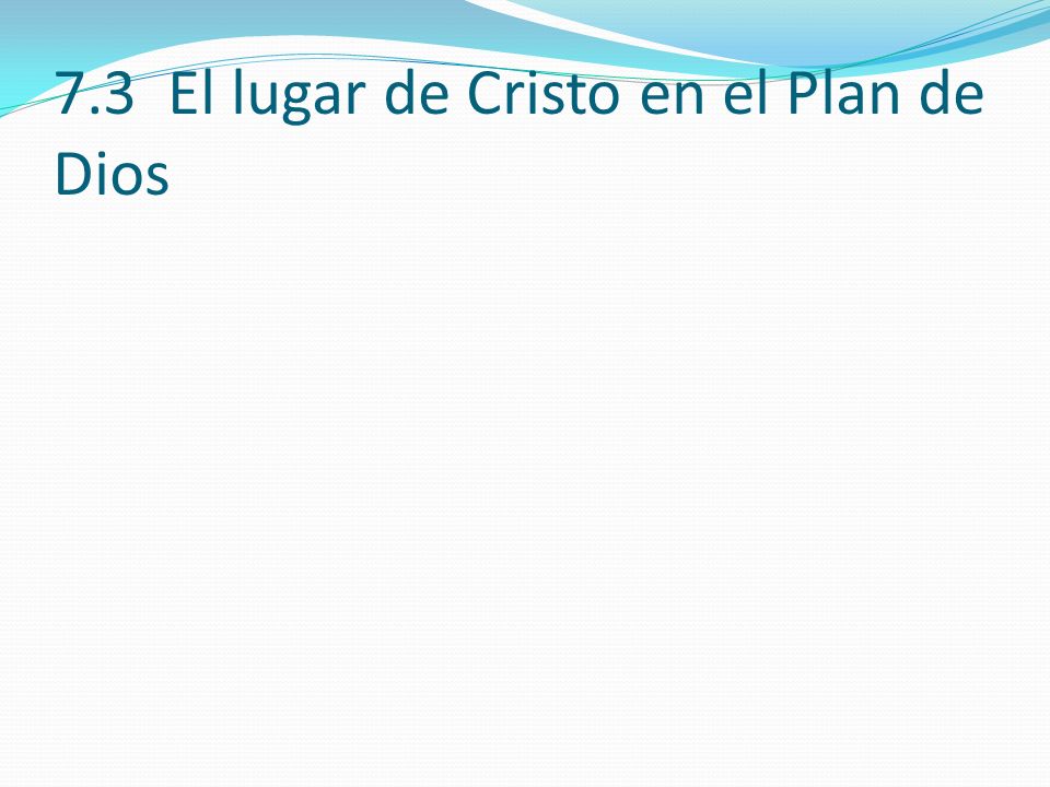 7.3 El lugar de Cristo en el Plan de Dios