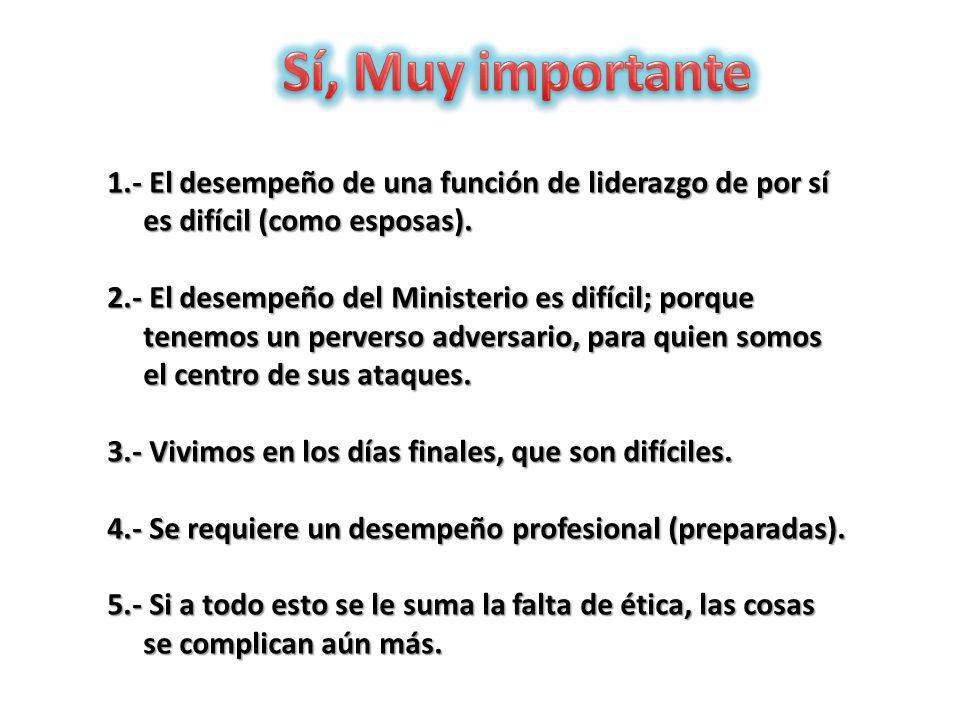 Sí, Muy importante 1.- El desempeño de una función de liderazgo de por sí. es difícil (como esposas).